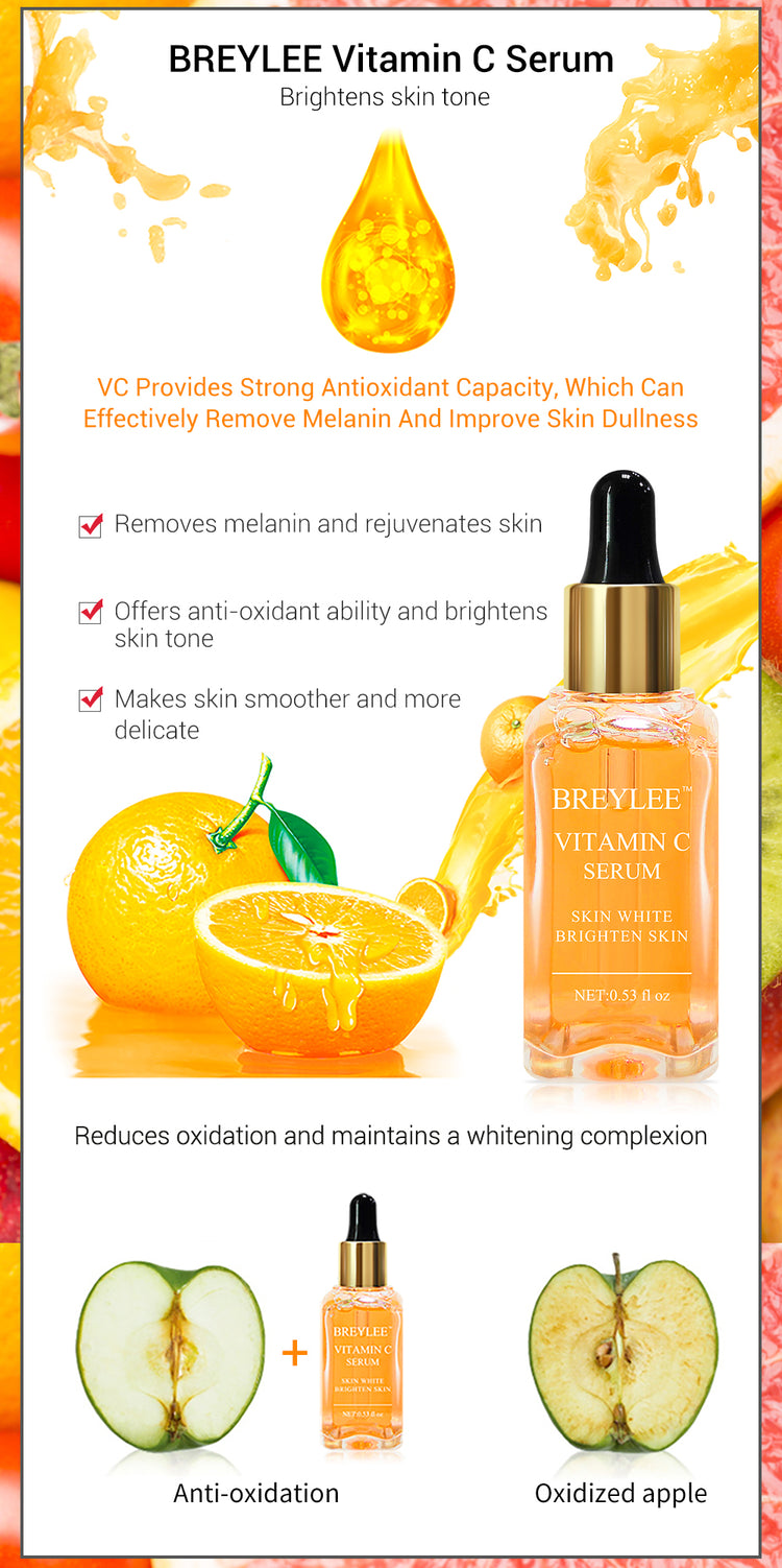 Vitamin C whitening serum brighten skin fade dark spots freckle anti-aging serum