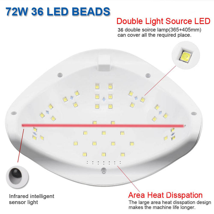 72W SUN5 Pro UV Lamp LED Nail Dryer Lamp