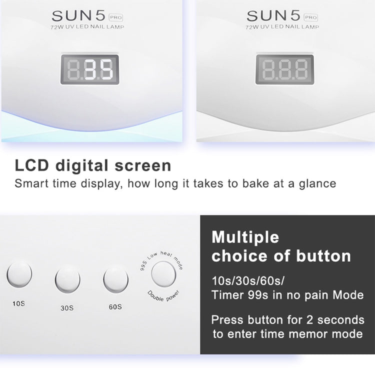 72W SUN5 Pro UV Lamp LED Nail Dryer Lamp